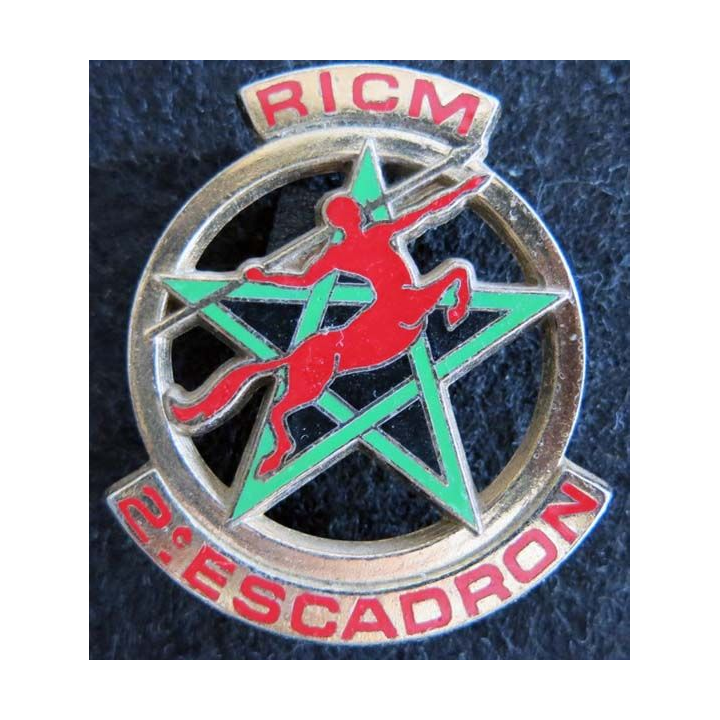 RICM : insigne métallique du 2° escadron du régiment d'infanterie et chars de marine de fabrication Drago Paris