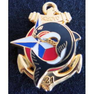 21° RIMA  : insigne métallique du 21° régiment d'infanterie de Marine au Kosovo Y.Boussemart