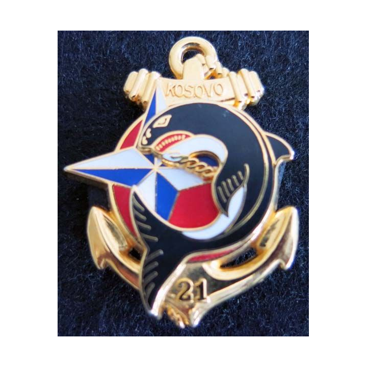 21° RIMA  : insigne métallique du 21° régiment d'infanterie de Marine au Kosovo Y.Boussemart