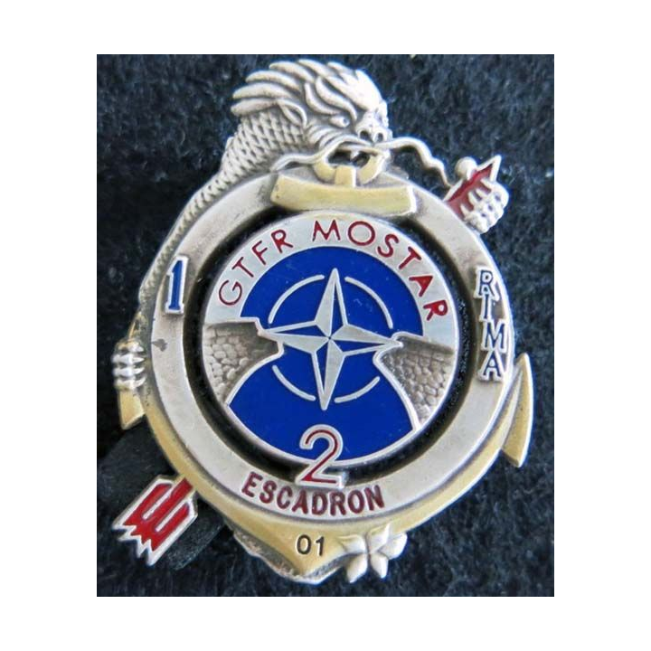 1° RIMA : insigne du 2° escadron du 1° régiment d'infanterie de marine BATINF 6 Pichard Balme Saumur