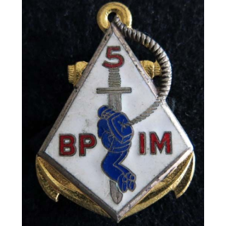 5° BPIM : insigne métallique du 5° bataillon parachutiste d'infanterie de marine de fabrication Drago G. 1583 émail
