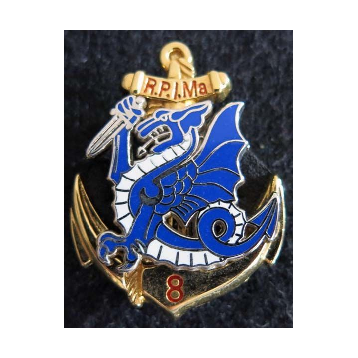 8° RPIMA : insigne du 8° régiment parachutiste d'infanterie de marine Boussemart dragon bleu