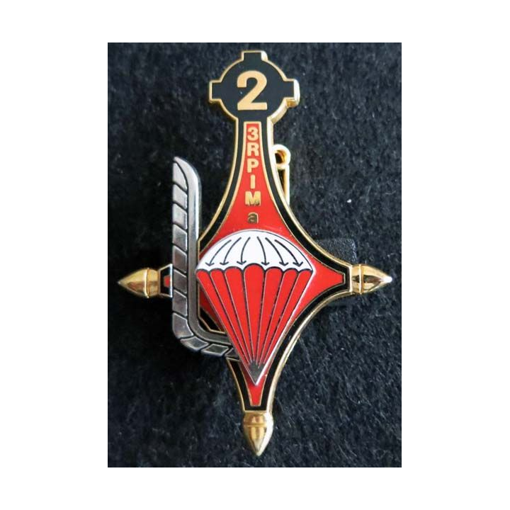 3° RPIMA : insigne de la 2° compagnie du 3° régiment parachutiste d'infanterie de marine de fabrication Boussemart