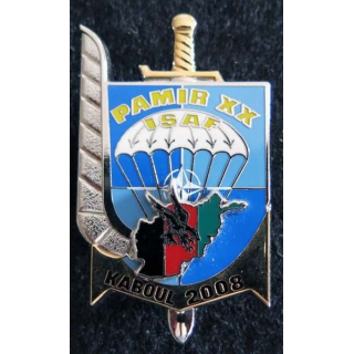 3° RPIMA : insigne métallique du 3° régiment parachutiste d'infanterie de marine PAMIR XX 2008 de fabrication Boussemart