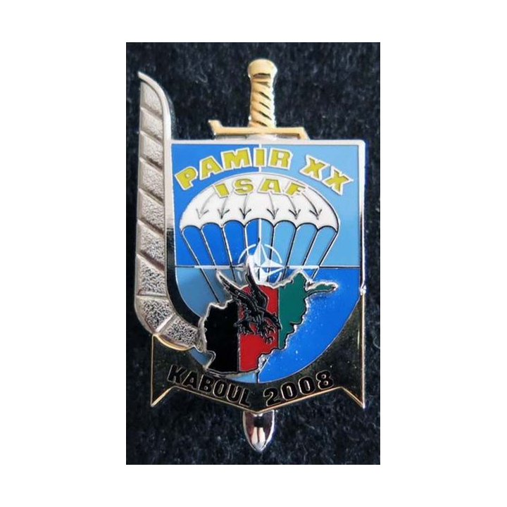 3° RPIMA : insigne métallique du 3° régiment parachutiste d'infanterie de marine PAMIR XX 2008 de fabrication Boussemart
