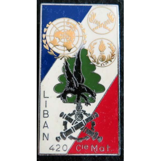420° DSL : Insigne métallique de la compagnie Matériel du 420° détachement de soutien logistique de fabrication Delsart Sens