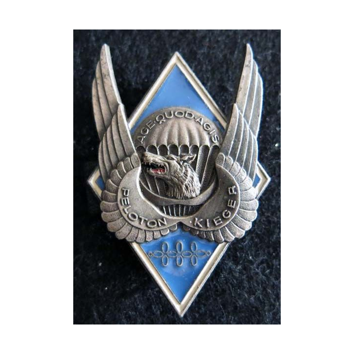 1° RHP : insigne métallique du peloton Kieger du 1° régiment de hussards parachutistes Delsart