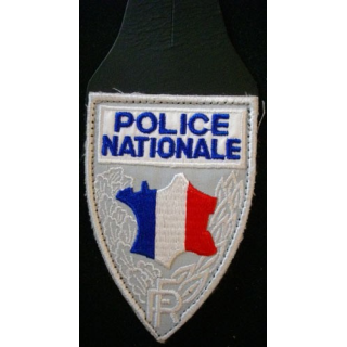 POLICE : INSIGNE DE LA POLICE NATIONALE EN TISSU BRODÉ SUR CUIR