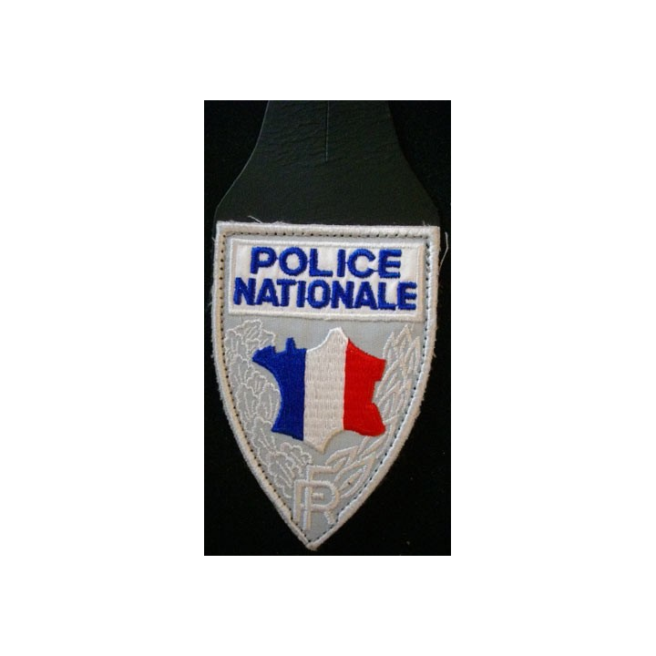 POLICE : INSIGNE DE LA POLICE NATIONALE EN TISSU BRODÉ SUR CUIR