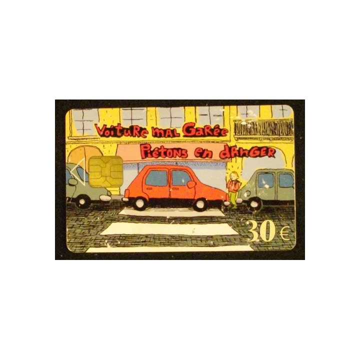 CARTE DE STATIONNEMENT PARIS DE 30  VOITURE MAL GARÉE...