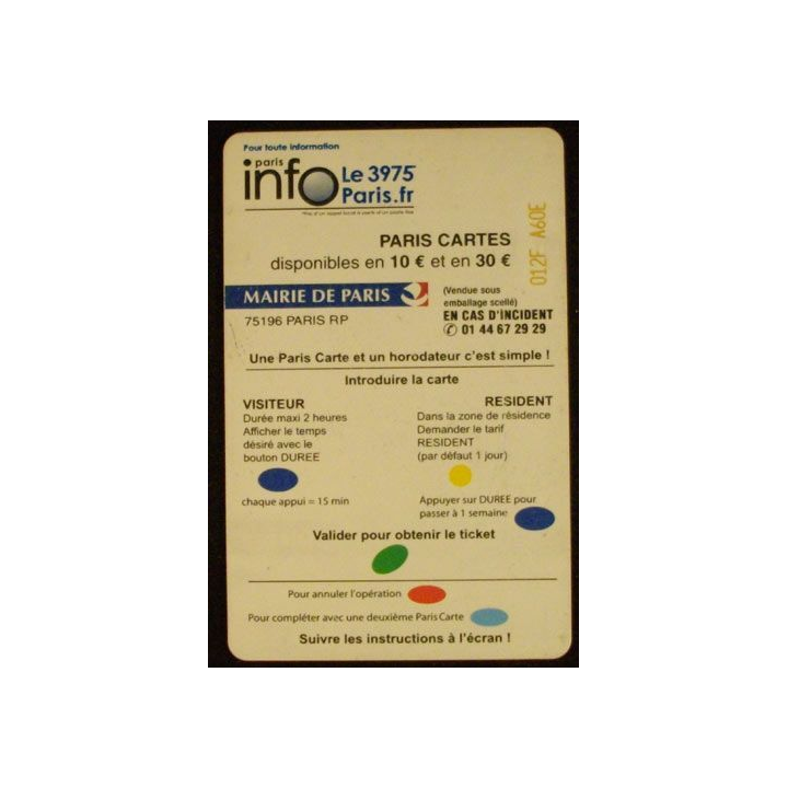 CARTE DE STATIONNEMENT PARIS DE 30  MA VOITURE AIME ...