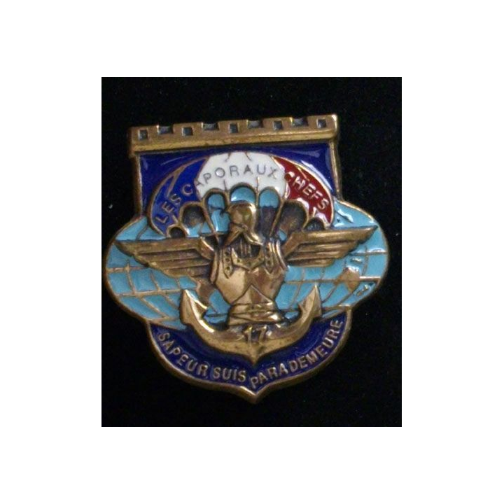 17° RGP CAPORAUX CHEFS : insigne des Caporaux-chefs du 17° régiment du génie parachutiste en bronze massif boléro rond