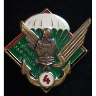 17° RGP 4° CIE : insigne de la 4° compagnie à l'aise partout du 17° régiment du génie parachutiste en bronze massif boléro rond
