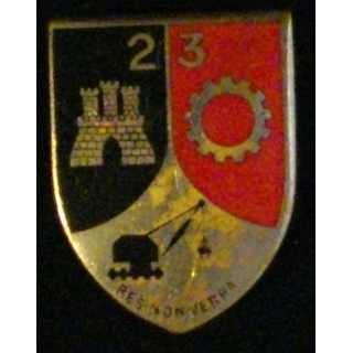 23° BG : 23° BATAILLON DU GÉNIE (DRAGO ROM 1030) ÉMAIL ARGENTÉ