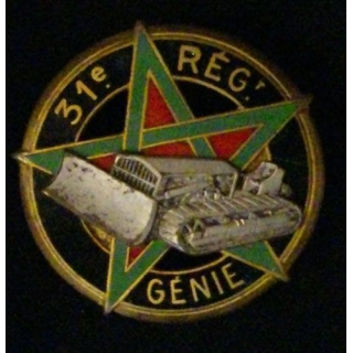 31° RG : Insigne métallique du 31° régiment du génie en émail de fabrication Courtois