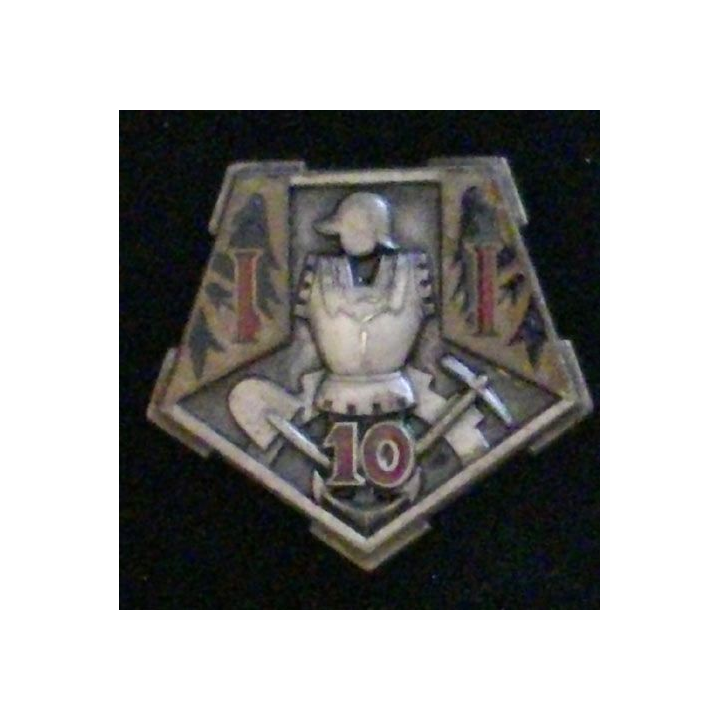 10° RG : 10° RÉGIMENT DU GÉNIE PENTAGONE ÉMAIL - ATTACHE COLLÉE