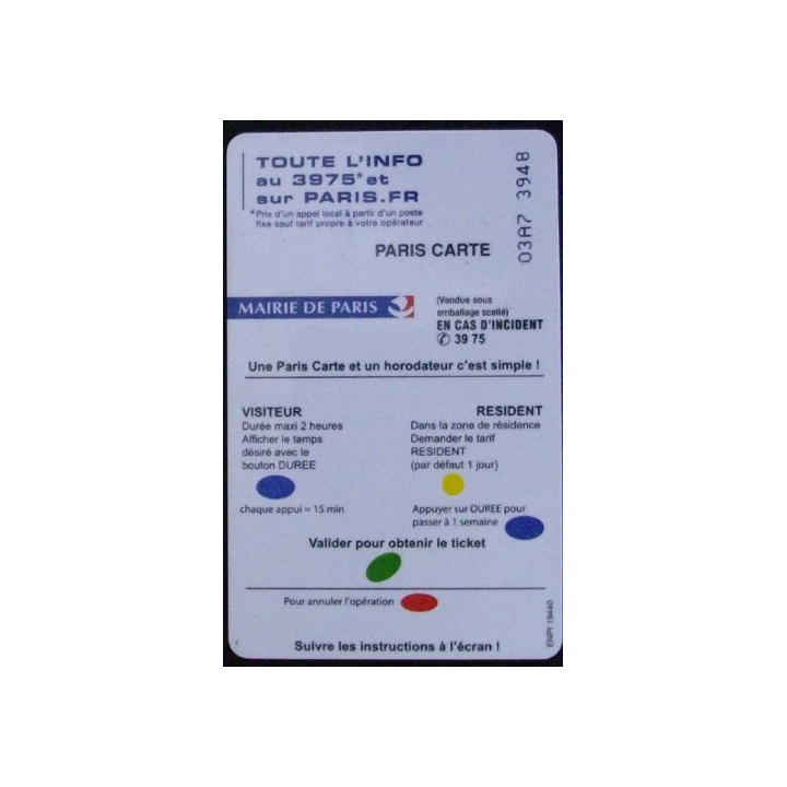 CARTE DE STATIONNEMENT PARIS DE 40  PENSEZ AUX HANDICAPÉS