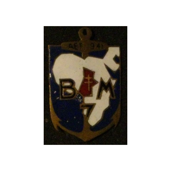 BM7 : BATAILLON DE MARCHE N°7 (1°DFL) ÉCLAT D'ÉMAIL (FAB LE CAIRE)
