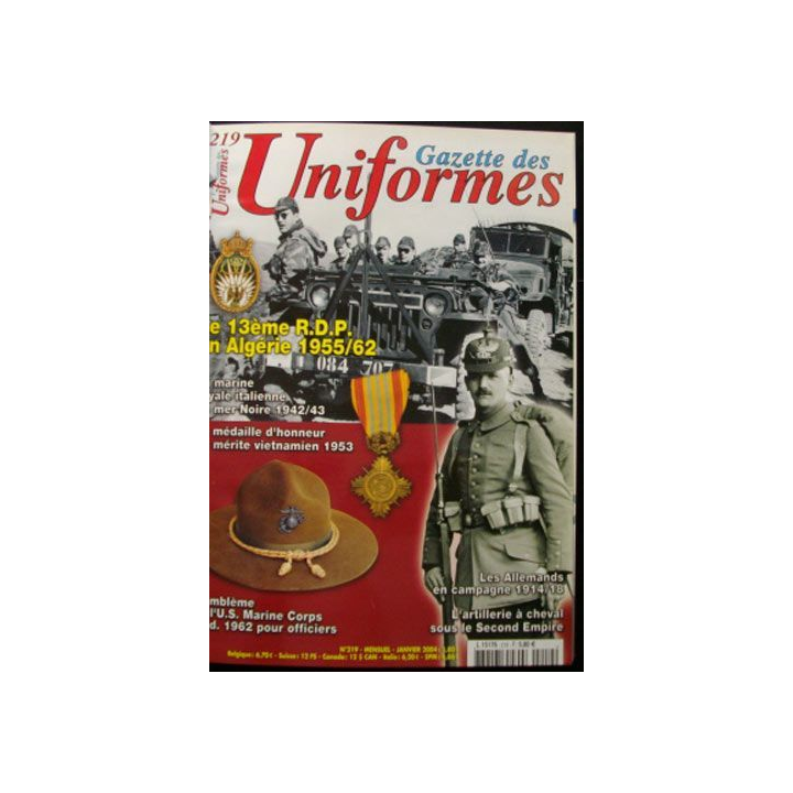 LA GAZETTE DES UNIFORMES DU N°219 (01-2004) AU N°225 (07-2004)