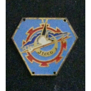 31° CCB : insigne de la 31° compagnie de camion bennes, hexagonal sur tôle peinte