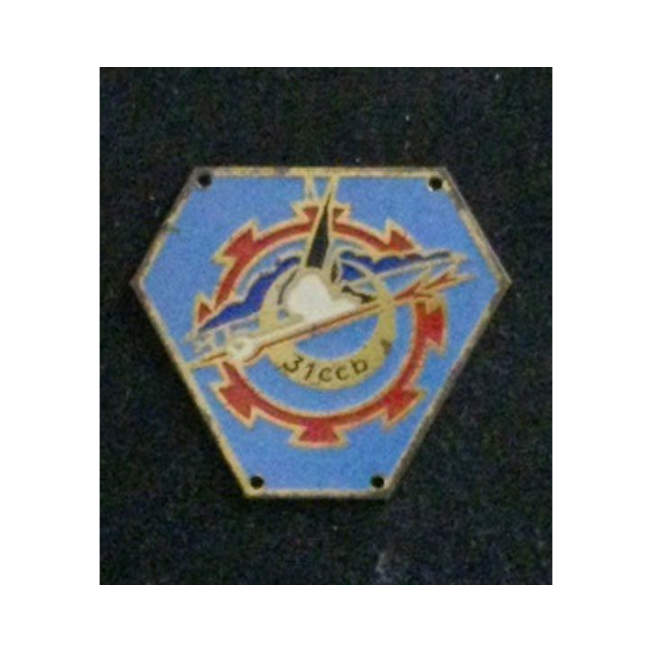 31° CCB : insigne de la 31° compagnie de camion bennes, hexagonal sur tôle peinte