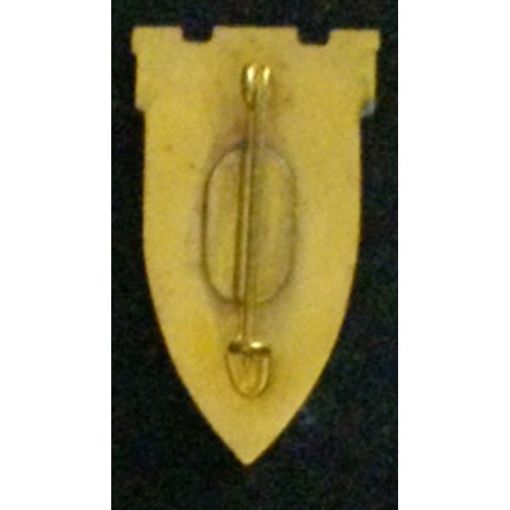 19° RG : insigne du 19° Régiment du Génie 43 mm x 22 mm 3 créneaux en émail retirage ancien de Augis ?