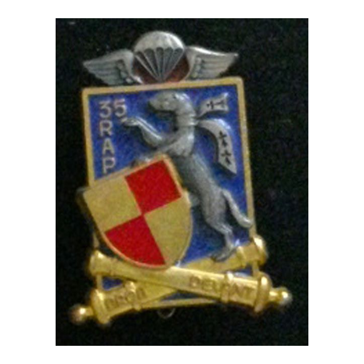35° RAP : insigne du 35° régiment d'artillerie parachutiste, de fabrication Delsart H. 547