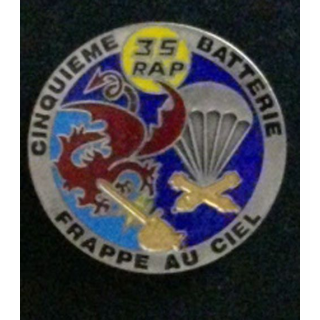 35° RAP : insigne de la 4° batterie du 35° régiment d'artillerie parachutiste frappe au ciel de fabrication Ségalen 1992