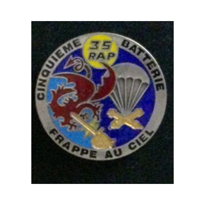 35° RAP : insigne de la 4° batterie du 35° régiment d'artillerie parachutiste frappe au ciel de fabrication Ségalen 1992