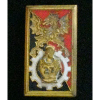 27° BG : insigne du 27° bataillon du génie en émail de fabrication Drago G. 729