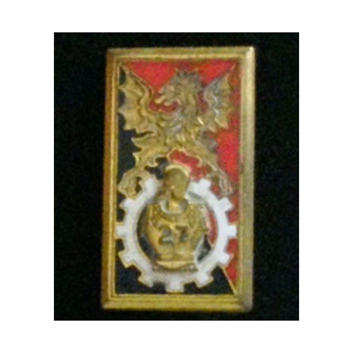 27° BG : insigne du 27° bataillon du génie en émail de fabrication Drago G. 729