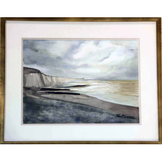 Aquarelle de Svetlana Manen intitulée soleil et nuages sur l'Ailly 1979