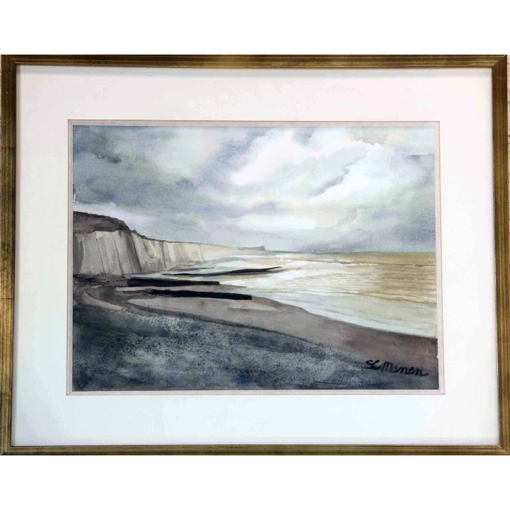 Aquarelle de Svetlana Manen intitulée soleil et nuages sur l'Ailly 1979