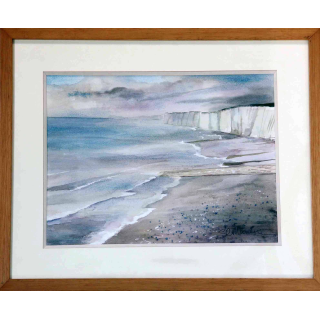 Aquarelle de Svetlana Manen intitulée Falaises diéppoises 1976