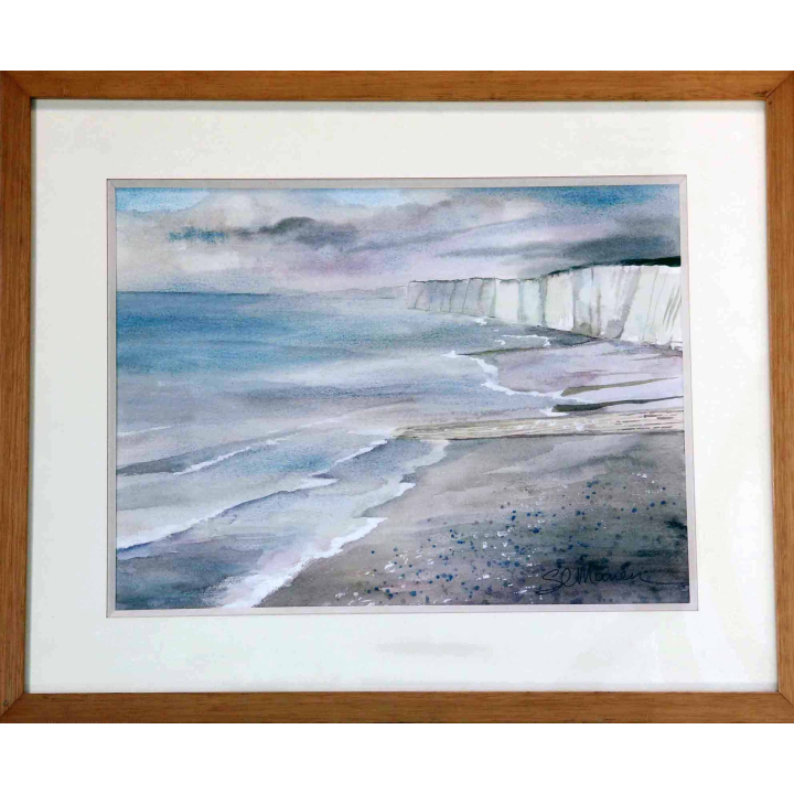 Aquarelle de Svetlana Manen intitulée Falaises diéppoises 1976