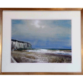 Aquarelle de Svetlana Manen intitulée Falaises Fort blanc 1976
