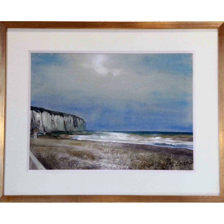 Aquarelle de Svetlana Manen intitulée Falaises Fort blanc 1976