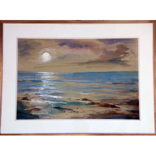 Aquarelle de Svetlana Manen Reflets de lune sur la mer 1983