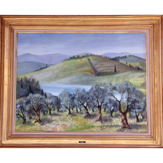 Huile de Svetlana Manen intitulée Oliviers en Toscane 1983