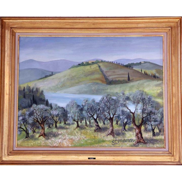 Huile de Svetlana Manen intitulée Oliviers en Toscane 1983