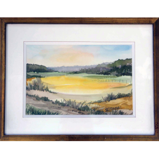 Aquarelle de Svetlana Manen La vallée de Bonnevaux (Haut-Jura)