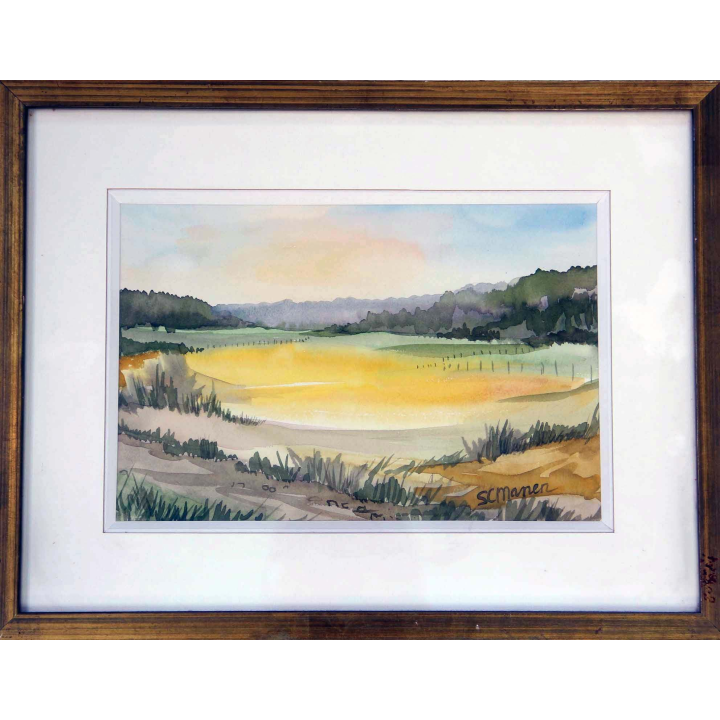 Aquarelle de Svetlana Manen La vallée de Bonnevaux (Haut-Jura)