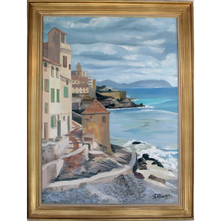 Huile de Svetlana Manen intitulée Quinto al mare (Genova) 1967