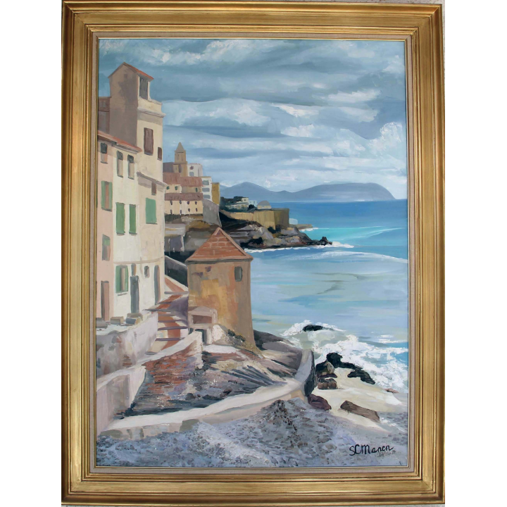 Huile de Svetlana Manen intitulée Quinto al mare (Genova) 1967