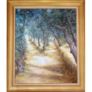 Huile de Svetlana Manen intitulée Oliviers de Fanghetto 1991