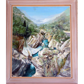 Huile de Svetlana Manen intitulée Gorges du Paillon 1991