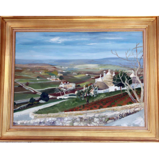 Huile de Svetlana Manen intitulée Plaine des Trulli 1967
