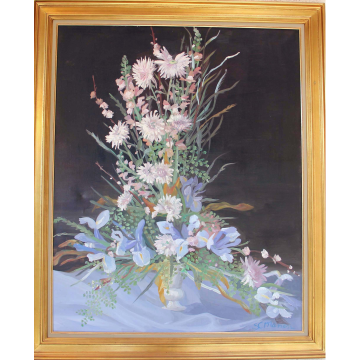 Huile de Svetlana Manen intitulée Bouquet d'Edith 1968