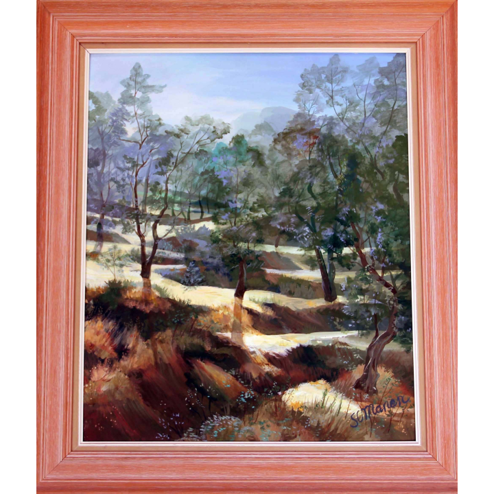 Huile de Svetlana Manen intitulée Les oliviers 1991