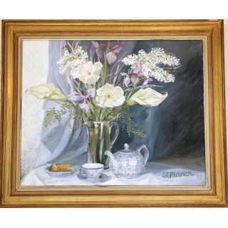 Huile de Svetlana Manen Le petit déjeuner bouquet 2° prix à Cannes